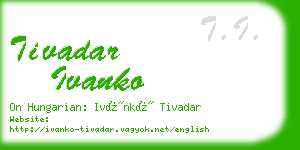 tivadar ivanko business card